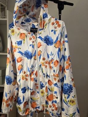 Jason Maxwell Floral Windbreaker Jacket With Hood